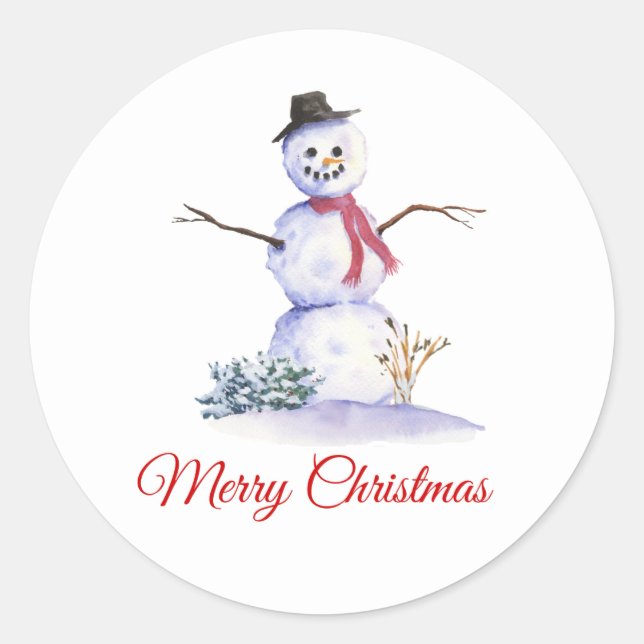 Adesivo Redondo Snowman Winter Christmas Sticker (Frente)