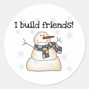 Adesivo Redondo Snowman Winter Friends
