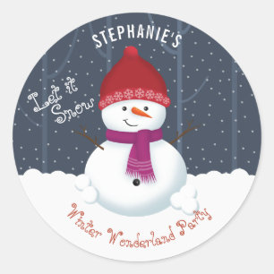Adesivo Redondo Snowman Winter Wonderland