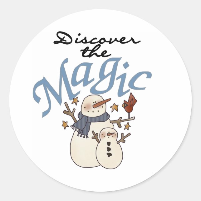 Adesivo Redondo Snowmen Winter Descover the Magic (Frente)