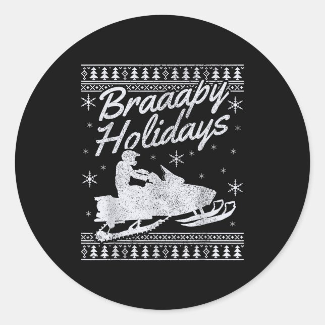 Adesivo Redondo Snowmobile Braapy Holidays Funny Braap Ugly Christ (Frente)