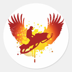 Adesivo Redondo snowmobiling de alta fidelidade