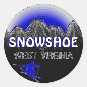 Adesivo Redondo Snowshoe West Virginia Blue ski stickers