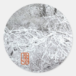 Adesivo Redondo Snowy Hedgerow Inverno Round Sticker