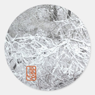 Adesivo Redondo Snowy Hedgerow Inverno Round Sticker