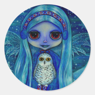 Adesivo Redondo Snowy Owl Fairy Sticker