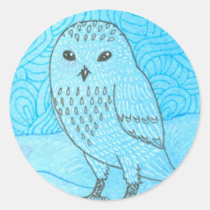 Adesivo Redondo Snowy Owl Sticker
