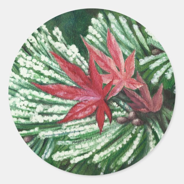 Adesivo Redondo Snowy Pine Sticker (Frente)