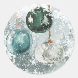 Adesivo Redondo Snowy Woodland Forest Vintage Vintage Vidro Orname