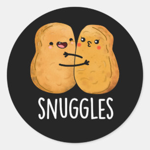 Adesivo Redondo Snuggets Engraçado Casal Nugget Pun Dark BG