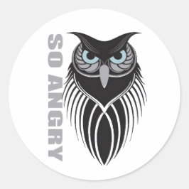 Adesivo Redondo "SO ANGRY" Tribal Owl Sticker | Intense Black
