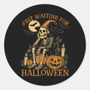Adesivo Redondo Só Esperando A Camisa De Halloween - Summerwin Fun
