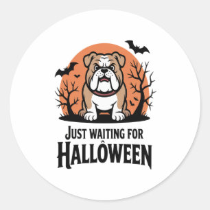 Adesivo Redondo Só esperando o cachorro de Halloween
