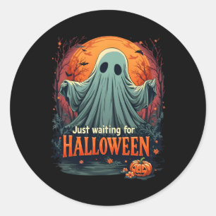 Adesivo Redondo Só Esperando O Halloween Engraçado, Estação Spooky