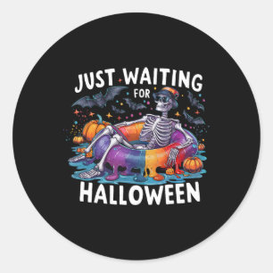 Adesivo Redondo Só Esperando O Halloween Spooky Season Engraçado