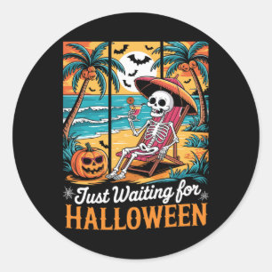 Adesivo Redondo Só Esperando Por Camisa De Halloween Homens Fantas