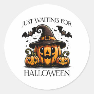 Adesivo Redondo Só Esperando Pumpkin De Bolinho No Verão De Hallow