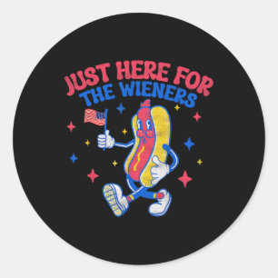 Adesivo Redondo Só estou aqui para os Wieners 4 de julho Cachorro