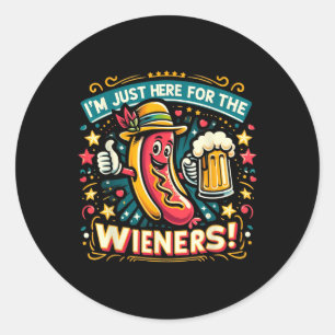 Adesivo Redondo Só Estou Aqui Para Os Wieners Hotdog Engraçado Pun