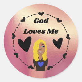Adesivo Redondo So Glam God Loves Me Fancy Classic Round Sticker