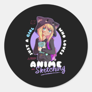 Adesivo Redondo Só Menina Adora Anime Desenhando Ramen Manga Otaku