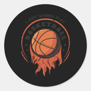 Adesivo Redondo Só Quero Jogar Basquete Só Quero Jogar Bas