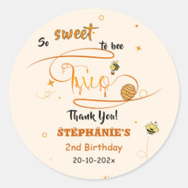 Adesivo Redondo So Sweet To Bee Two Cute Honey Bee 2nd Birthday