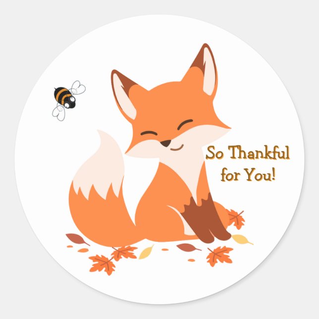 Adesivo Redondo So Thankful for You Fox Sticker (Frente)