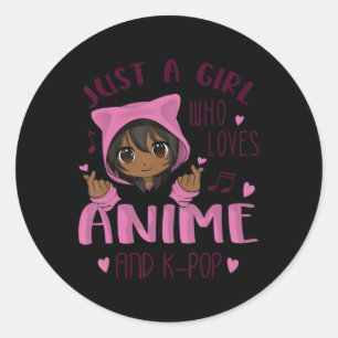 Adesivo Redondo Só uma garota que ama Anime e Pop