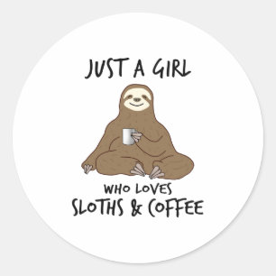 Adesivo Redondo Só uma garota que ama café da Sloths
