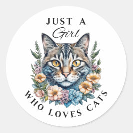 Adesivo Redondo Só uma garota que ama gatos