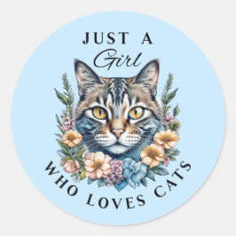 Adesivo Redondo Só uma garota que ama gatos