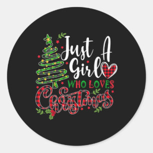 Adesivo Redondo Só uma garota que ama o Natal um presente para XMA