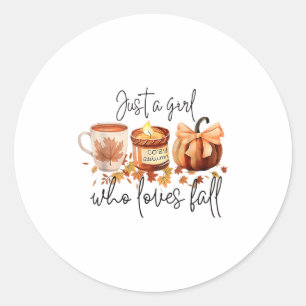 Adesivo Redondo Só Uma Menina Que Adora Pumpkin Fall Cozy Autumn