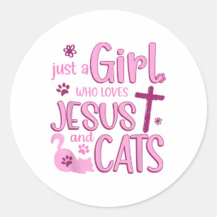 Adesivo Redondo Só Uma Menina Que Ama Gatos E Jesus, Um Animal Eng
