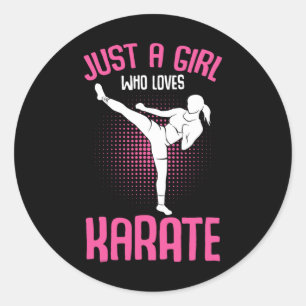 Adesivo Redondo Só Uma Menina Que Ama Karate Kids Girls