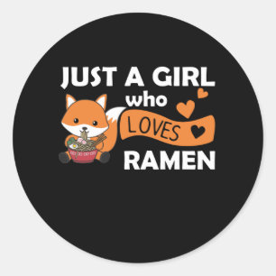 Adesivo Redondo Só Uma Menina Que Ama Ramen Cute Ramen Comer Noodl