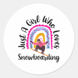 Adesivo Redondo Só Uma Menina Que Ama Snowboard Engraçada