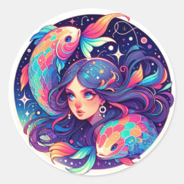 Adesivo Redondo Só uma Peixes | Horoscópio Art Natal