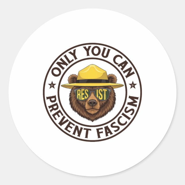 Adesivo Redondo Só Você Pode Impedir Que O Urso Fascismo Resista A (Frente)