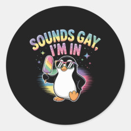 Adesivo Redondo Soa Gay, estou no Design do Mês do Orgulho - Pingu
