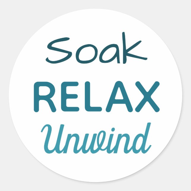 Adesivo Redondo Soak Relax Unwind Para Bath Soaks (Frente)