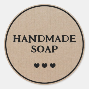 Adesivo Redondo Soap Brown Kraft Papel Retro Boho Feito Para Mão