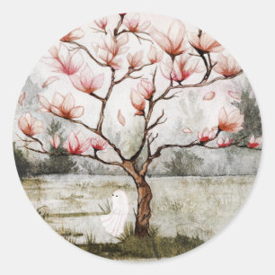 Adesivo Redondo Sob a Árvore Magnolia