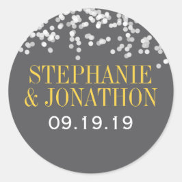 Adesivo Redondo Sob a Cinza das estrelas e amarelo