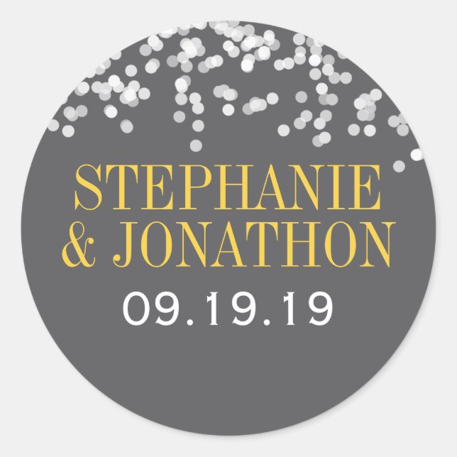 Adesivo Redondo Sob a Cinza das estrelas e amarelo (Frente)