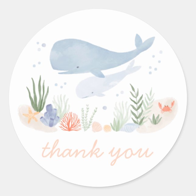 Adesivo Redondo Sob a Festa de aniversário do mar (Frente)