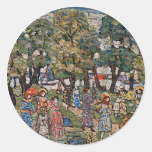 Adesivo Redondo Sob as Árvores por Maurice Prendergast, Arte Fino