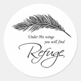 Adesivo Redondo Sob As Asas Dele, Encontrará Refúgio