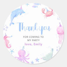 Adesivo Redondo Sob o Aniversário de criança do mar